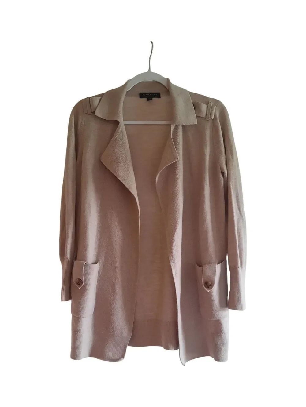 Banana Republic Cream Merino Wool Open-Front Sweater Cardigan
